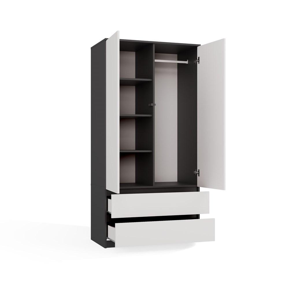 Szafa otwierana Malwa SS-90 180x90x60 cm do sypialni antracyt biel nr. 5