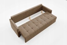 Kanapa IVIO 230x87x86 cm sofa z funkcją spania rozkładana velvet welur jasnobrązowa do salonu - Miniaturka zdjęcia nr 6