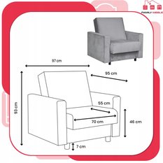 Fotel rozkładany Alicja szary popielaty siwy - Miniaturka zdjęcia nr 8