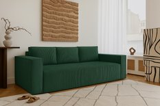 Kanapa rozkładana Verona 248x52x93 cm wersalka z funkcją spania i pojemnikiem sprężyny bonell sztruks butelkowa zieleń do salonu obrazek