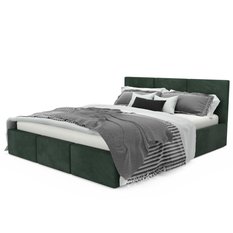 Łóżko tapicerowane 120x200x100 cm z pojemnikiem do sypialni na pościel butelkowa zieleń - Miniaturka zdjęcia nr 10