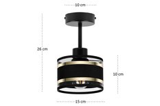 Lampa sufitowa 15 x 15 x 26 cm jednopunktowy spot gwint E27 czarna z czarnym abażuremdo salonu - Miniaturka zdjęcia nr 3