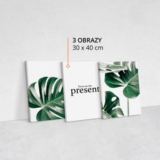 Obrazy Do Sypialni MONSTERA Liście Napis 90x40cm - Miniaturka zdjęcia nr 2