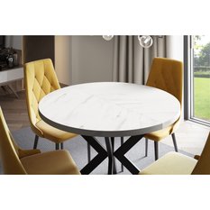 Stół rozkładany 90 cm okrągły Granito marmur bianco do jadalni - Miniaturka zdjęcia nr 2