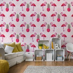 Tapeta Ścienna Różowe FLAMINGI Ananasy Abstrakcja 53x1000  - Miniaturka zdjęcia nr 5
