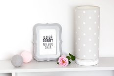 Lampka nocna Lovely Dots 13x32 cm abażur w kropki do pokoju dziecięcego ze ściemniaczem szara drewno olejowane - Miniaturka zdjęcia nr 5