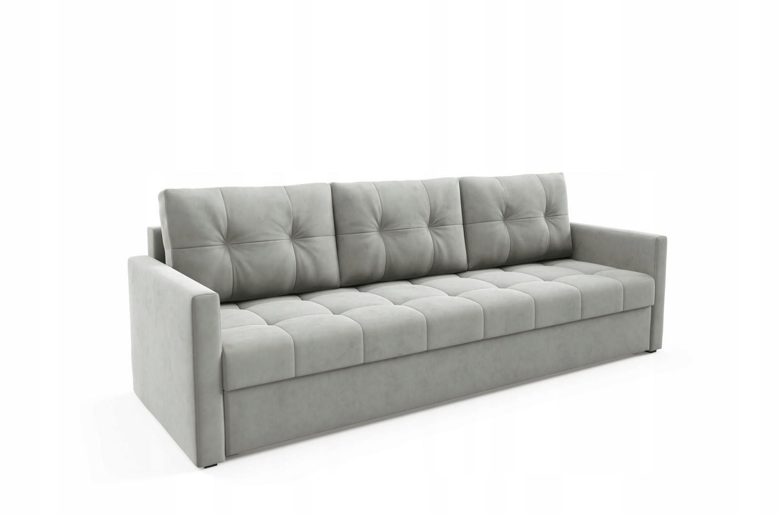 Kanapa IVIO 230x87x86 cm sofa z funkcją spania rozkładana velvet welur jasnoszara do salonu nr. 3