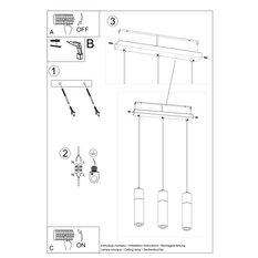 Lampa wisząca ZANE 3 szara 120x6x45cm nowoczesna G10 do salonu - Miniaturka zdjęcia nr 5