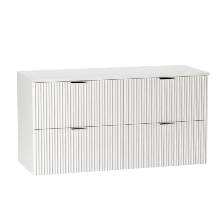 Szafka łazienkowa WILLY 120x60x47 cm pod umywalkę z szufladami biała wisząca z blatem ryflowane  nr. 2