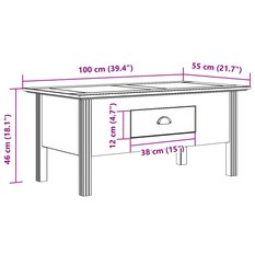 Stolik kawowy BODO 100x55x45 cm z szufladą w stylu francuskim lite drewno sosnowe szary do salonu - Miniaturka zdjęcia nr 8