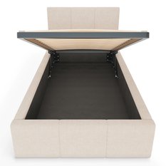 Łóżko Pojedyncze 90x200cm łóżko tapicerowane z pojemnikiem kremowe do sypialni wezgłowie 100 cm - Miniaturka zdjęcia nr 9