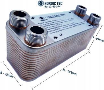 Wymiennik ciepła NORDIC Ba-12-40  z izolacją do kotłowni nr. 3