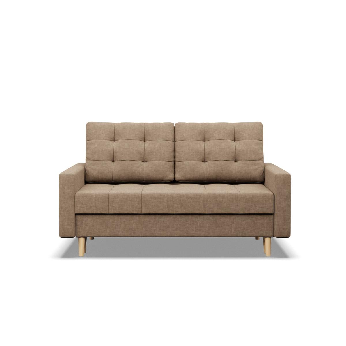 Sofa Elma 152x88x92 cm 2-osobowa skandynawska rozkładana z pojemnikiem na nóżkach do salonu sprężyna bonell beżowa nr. 2