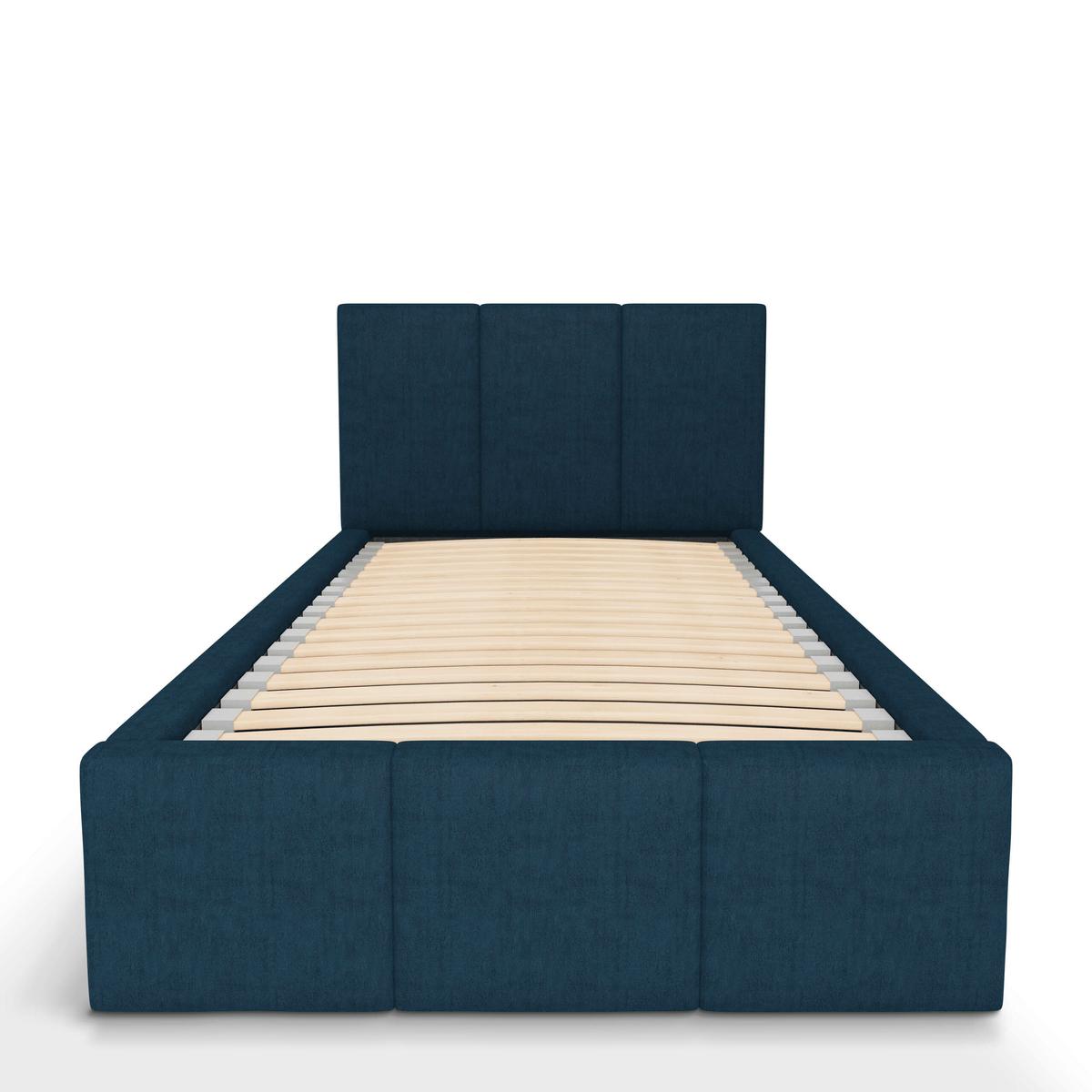 Łóżko Pojedyncze 90x200cm łóżko tapicerowane z pojemnikiem granatowe do sypialni wezgłowie 88 cm nr. 7