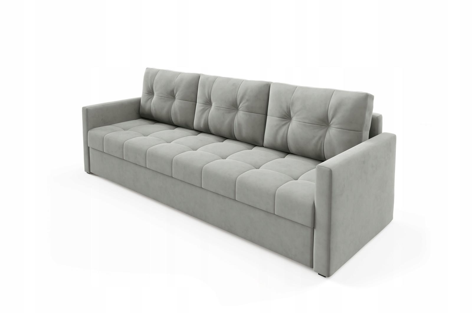 Kanapa IVIO 230x87x86 cm sofa z funkcją spania rozkładana velvet welur jasnoszara do salonu nr. 5