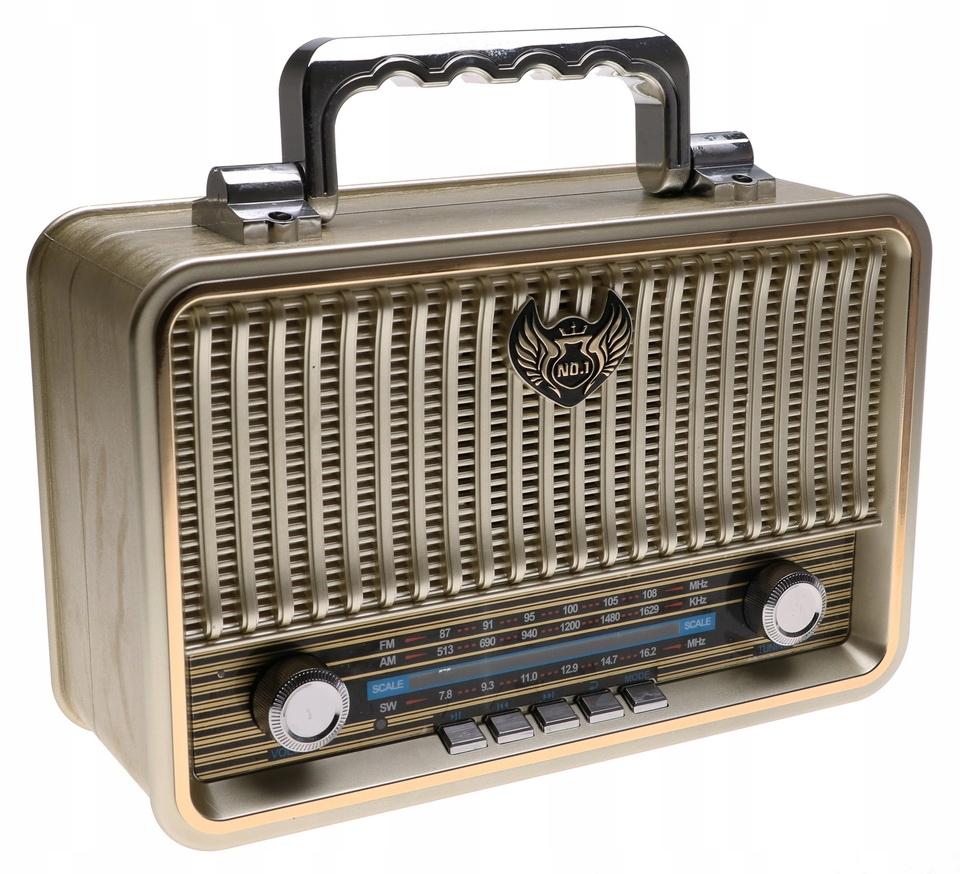 Radio przenośne 25 x 17,5 x 10 cm RETRO z funkcją bluetooth   akumulator USB 