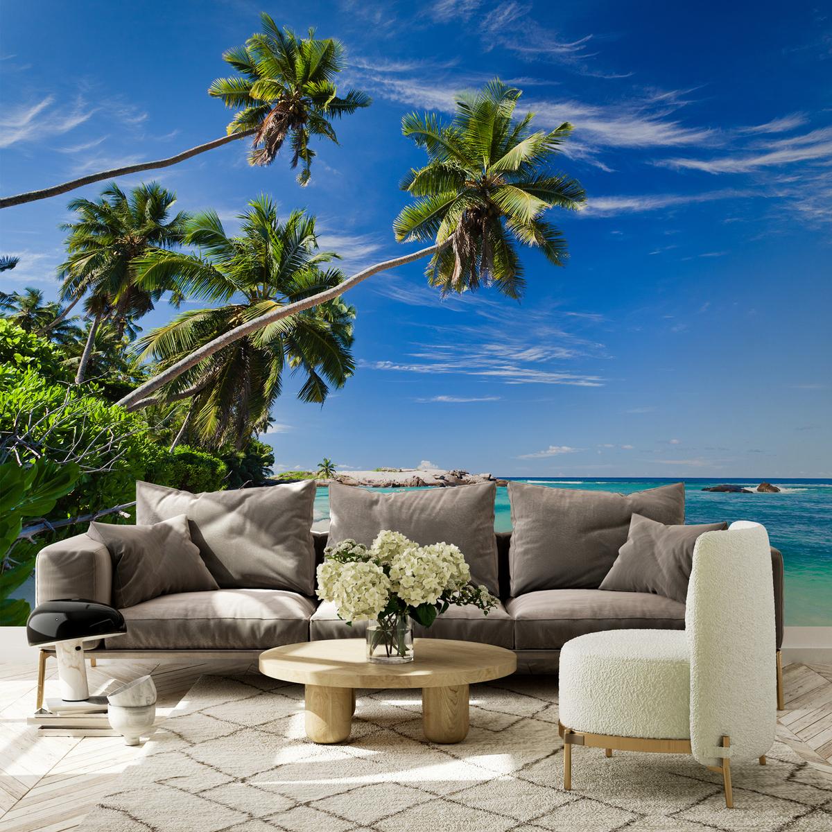 Fototapeta Plaża Ocean Palmy Dekoracja Tropikalna z Modnym efektem 3D nr. 4