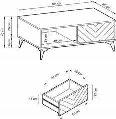 Ława L140 system DIAMOND dąb evoke / czarny - Miniaturka zdjęcia nr 3