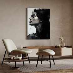 Obraz Na Ścianę Nowoczesny Kobiecy PORTRET Abstrakcja Czerwone Usta 80x120cm - Miniaturka zdjęcia nr 3