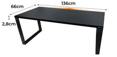 Biurko gamingowe model 1 Low 136x66x2.8 cm czarne loftowe led stabilne metalowe do pokoju gracza - Miniaturka zdjęcia nr 2