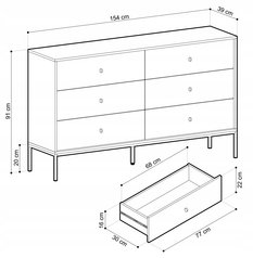 Komoda MKS 153,5x83,2x39 cm granatowa na czarnych nóżkach system MONO do salonu  - Miniaturka zdjęcia nr 7