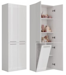 Słupek łazienkowy NEL 1K DD 174x60x30 cm szafka łazienkowa kosz na pranie regał biały połysk bestseller - Miniaturka zdjęcia nr 1