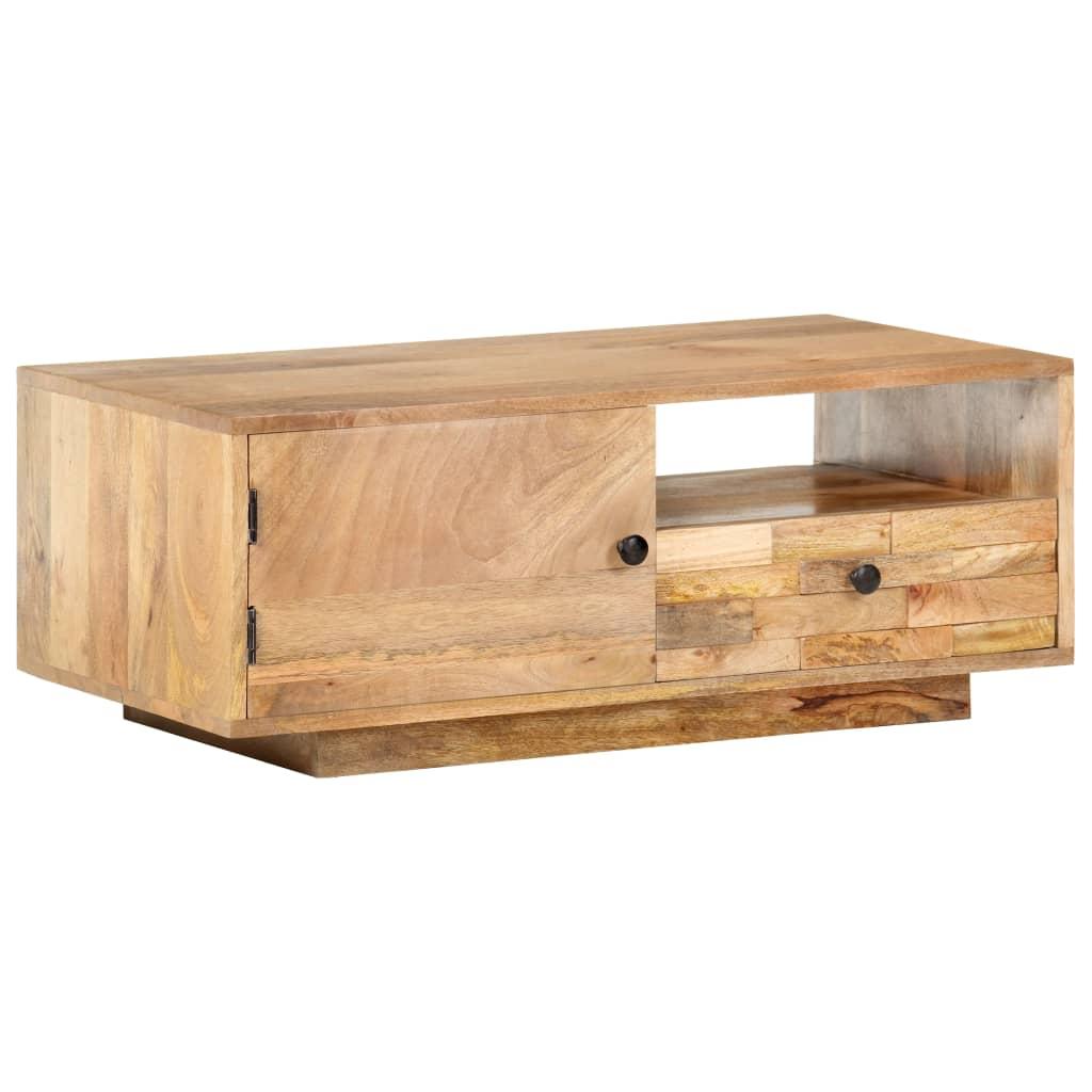 Stolik kawowy 90x50x35 cm z praktyczną półką z litego drewna mango do salonu nr. 11