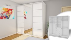 Szafa przesuwna 3-drzwiowa do sypialni biała 240x240x70 cm