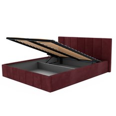 Łóżko tapicerowane 160x200 premium z pojemnikiem do sypialni bordowe wezgłowie 107 cm - Miniaturka zdjęcia nr 11