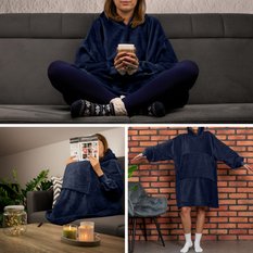 Bluzair Bluza Koc Hoodie Oversize Polska Granatowy - Miniaturka zdjęcia nr 3