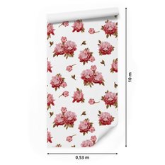 Tapeta Kolorowe PEONIE Kwiaty Akwarelowe Liście 53x1000  - Miniaturka zdjęcia nr 2