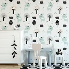 Tapeta Dziecięca Pastelowe ZWIERZĄTKA LEŚNE Drzewa  - Miniaturka zdjęcia nr 5