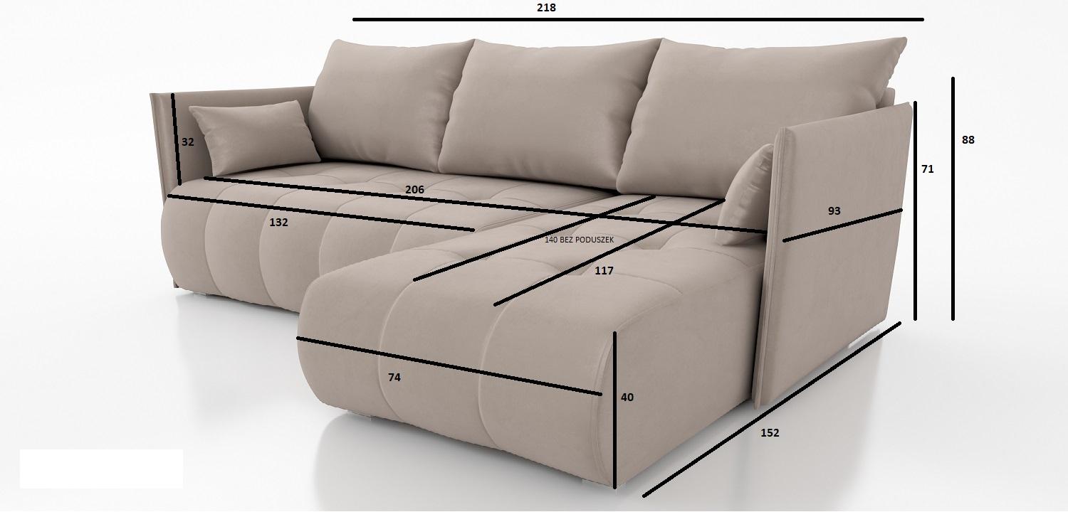 Narożnik Nessa 88x218x152 cm do salonu kronos czarny nr. 6
