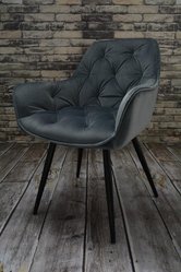 Fotel ARTEN X krzesło do jadalni salonu welur ciemnoszary nogi czarne - Miniaturka zdjęcia nr 5