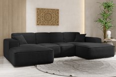 Sofa U SIENA LARGE 344x73x165 cm w kształcie U bez funkcji spania do salonu czarny - Miniaturka zdjęcia nr 2