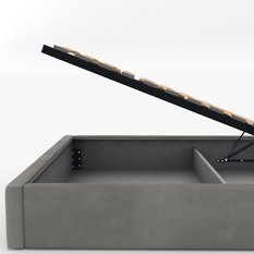 Łóżko Pojedyncze 90x200cm łóżko tapicerowane z pojemnikiem szare do sypialni wezgłowie 100 cm - Miniaturka zdjęcia nr 10