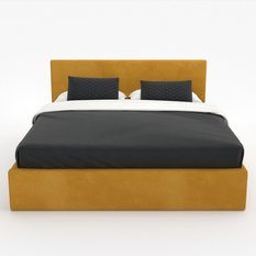 Łóżko tapicerowane do sypialni 180x200x88 cm podwójne z pojemnikiem basic żółte - Miniaturka zdjęcia nr 11