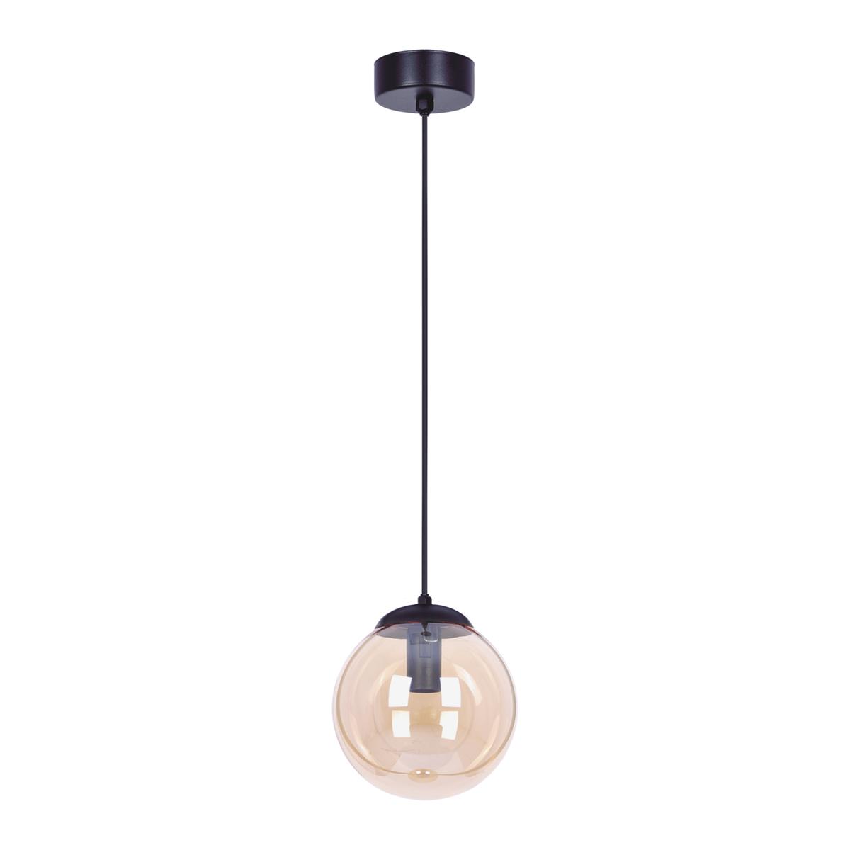 Lampa wisząca K-5160 DELTA 14x95x14 cm do salonu lub jadalni bursztynowy/czarny