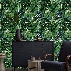 Tapeta Do Salonu Egzotyczne LIŚCIE Rośliny Monstera Palmy Bananowiec  - Miniaturka zdjęcia nr 13