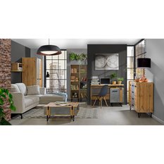 Regał 35x35x163,5 cm Lofter z czterema półkami dąb wotan beton do salonu lub pokoju czy sypialni - Miniaturka zdjęcia nr 3