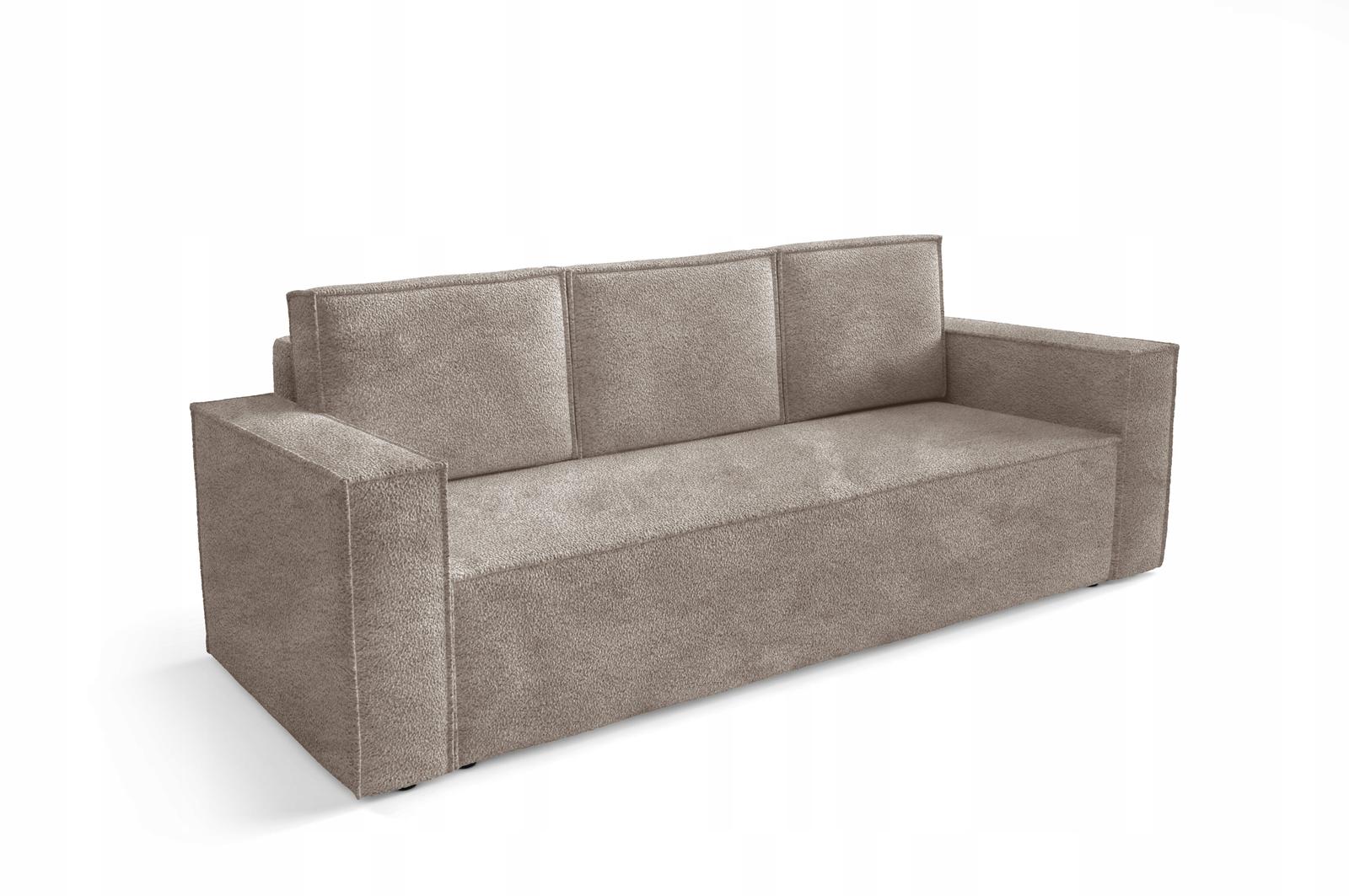 Kanapa CORDA 248x96x93 cm sofa z funkcją spania automat i pojemnik BOUCLE beżowa do salonu nr. 3