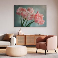 Obraz Na Płótnie Różowe Kwiaty Zielone Tło 120x80 Dekoracja Do salonu - Miniaturka zdjęcia nr 6