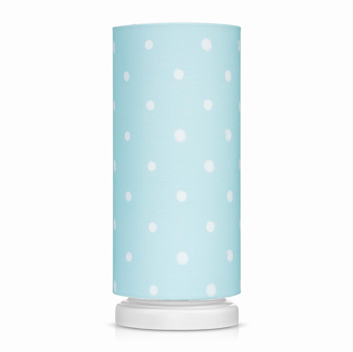 Lampka nocna Lovely Dots 13x32 cm abażur do pokoju dziecięcego miętowa w kropki drewno olejowane