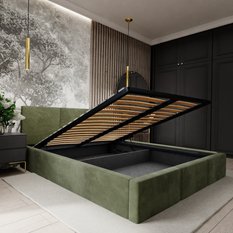 Łóżko tapicerowane do sypialni 180x200x88 cm podwójne z pojemnikiem modne khaki - Miniaturka zdjęcia nr 10