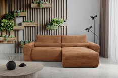 Narożnik z funkcją spania LEO 255x162 cm prawy sprężyny bonell Tilia 56 sztruks pomarańczowy - Miniaturka zdjęcia nr 3
