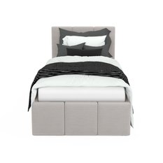 Łóżko Tapicerowane Do Sypialni 90x200cm Podwójne z Pojemnikiem Szary - Miniaturka zdjęcia nr 7