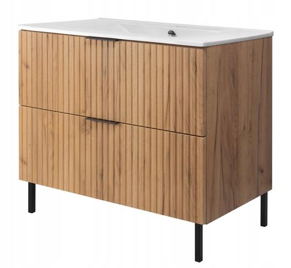 Szafka łazienkowa FLOW 80 cm z umywalką z metalowymi nogami dąb craft nr. 1