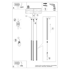 Lampa wisząca ARCHE 3P czarna 120x20x20cm nowoczesna lampa G9 do salonu - Miniaturka zdjęcia nr 11