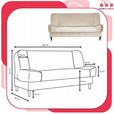 Wersalka SARA 200x95 cm kremowa rozkładana kanapa z pojemnikiem sofa do salonu Monolith - Miniaturka zdjęcia nr 9