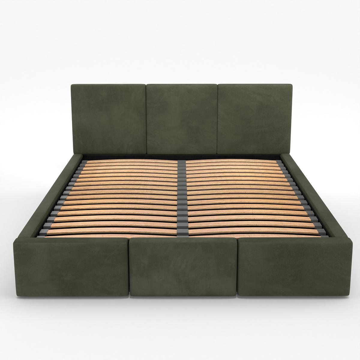 Łóżko tapicerowane do sypialni 180x200x88 cm podwójne z pojemnikiem modne khaki nr. 13